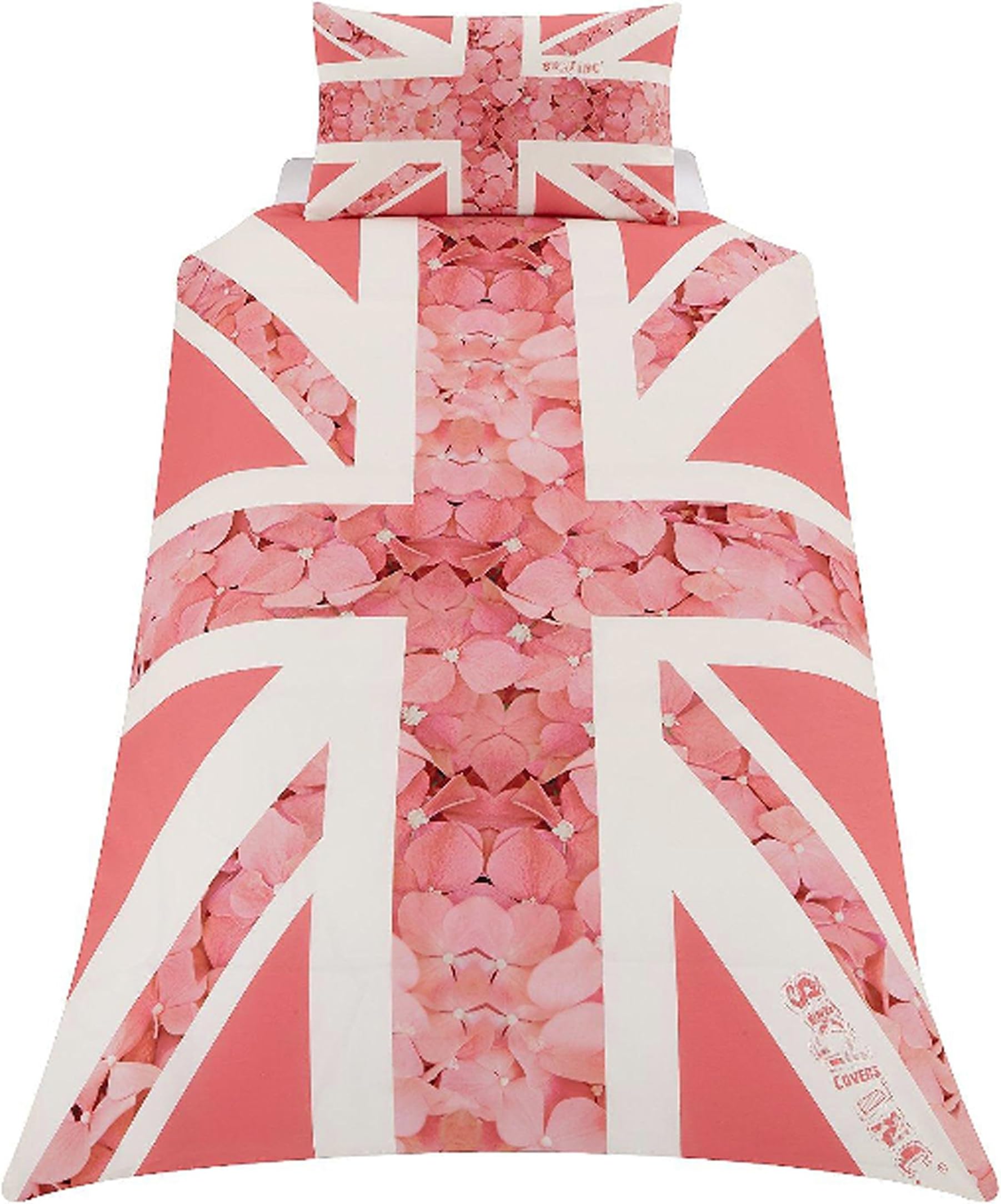 SkyCovers Pink Blossom Union Jack Single Duvet Set