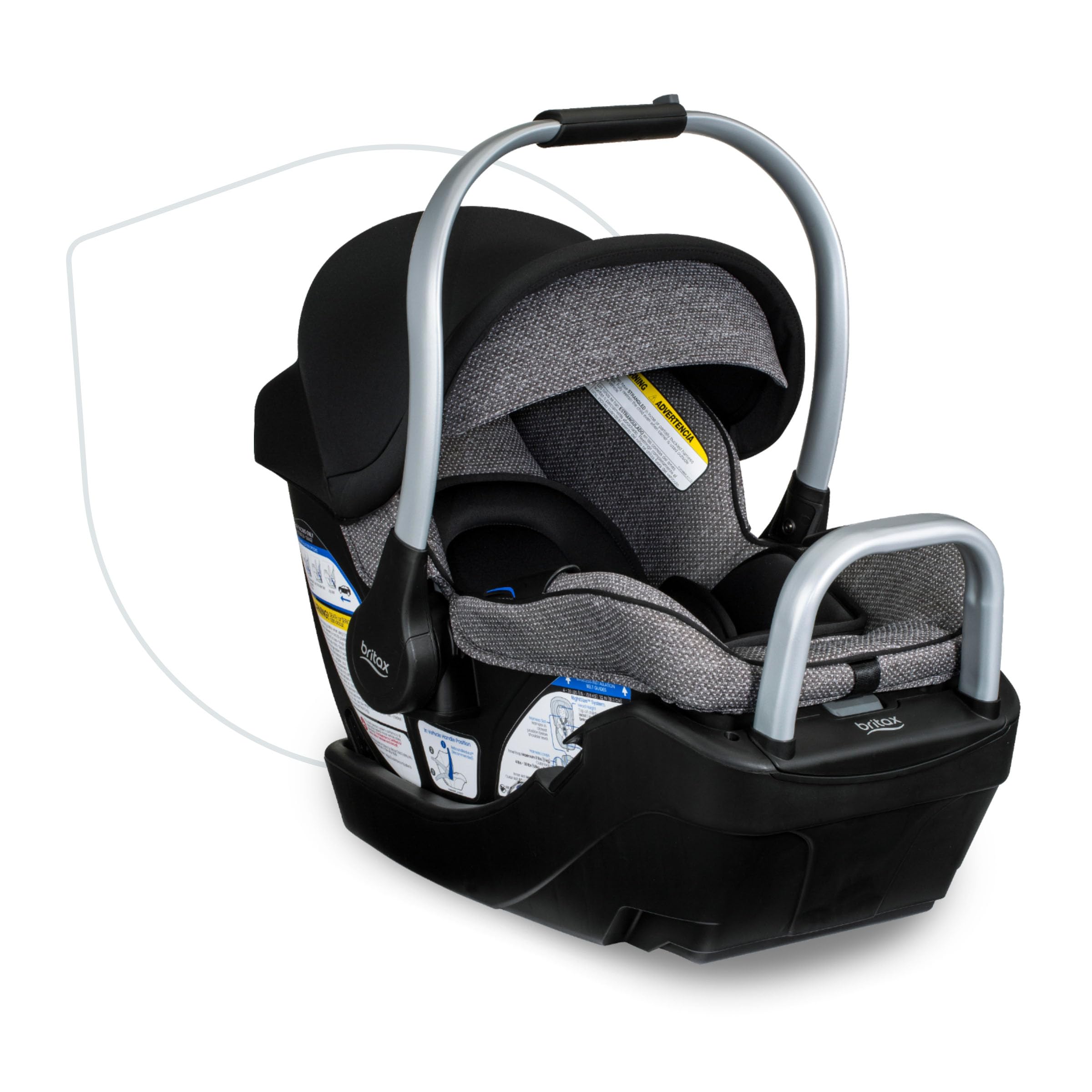 Britax Willow SC Infant Car Seat, Rear Facing Car Seat with Alpine Base, ClickTight Technology, RightSize System, Pindot Onyx