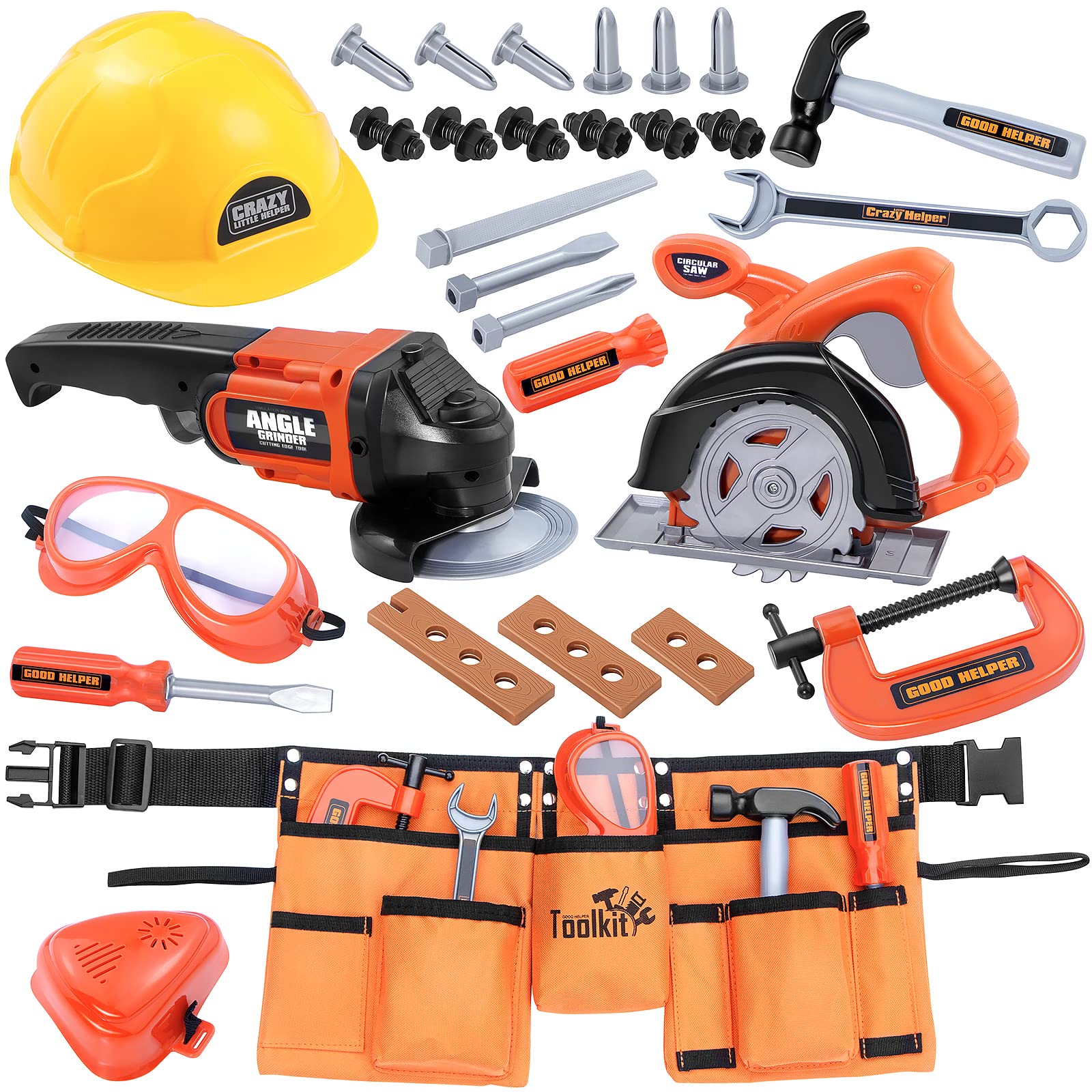 Photo 1 of Kids Tool Set-Zealous Pretend Construction Toy with Kids Tool Belt, Toddler Tool Set with Angle Grinder Toys & Circular Saw, Child Play Tool Set for Boys Girls Ages 3,4,5,6,7 Years Old