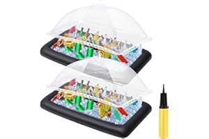 Leitee Inflatable Serving Bar Kit Includes Salad Buffet Tray with Drain Plug Mesh Food Cover Food Drink Containers and Inflat