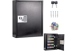 UMEKEN Key Box Wall Mount 150 Position Valet Digital Key Cabinet Lock Box with Code, Electronic Key Holder Lockbox with Key Tags, Key Organizer Locker Box, Black