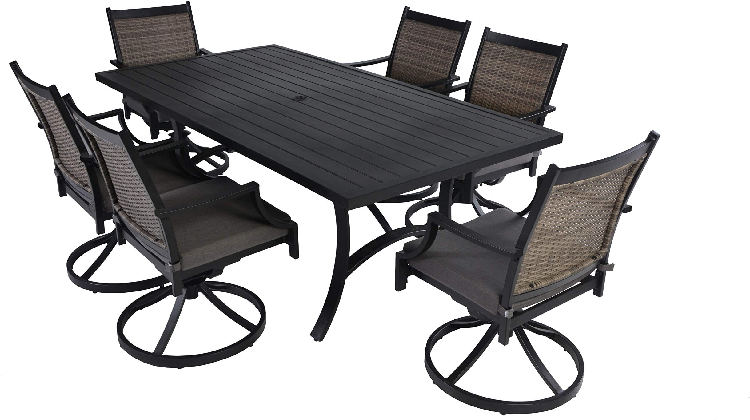 Pebble Lane Living 7pc Powder Coated Cast Aluminum Patio Dining Set - Seats 6