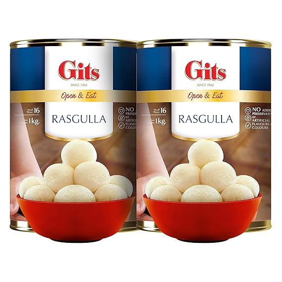 Gits Rasgulla Tin 1kg (Pack of 2)