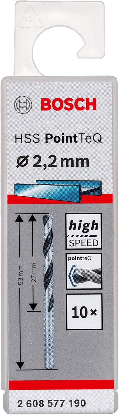 Bosch PointTeQ HSS Twist Drill Bit 2.2 x 27 x 53 mm 10 pc Set