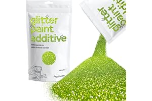Hemway Glitter Paint Additive Crystals for Acrylic Emulsion Paint, Interior & Exterior Walls, Wood, Varnish, Matt, Gloss, Furniture 100g / 3.5oz - Microfine (1/256" 0.004" 0.1mm) - Lime Green