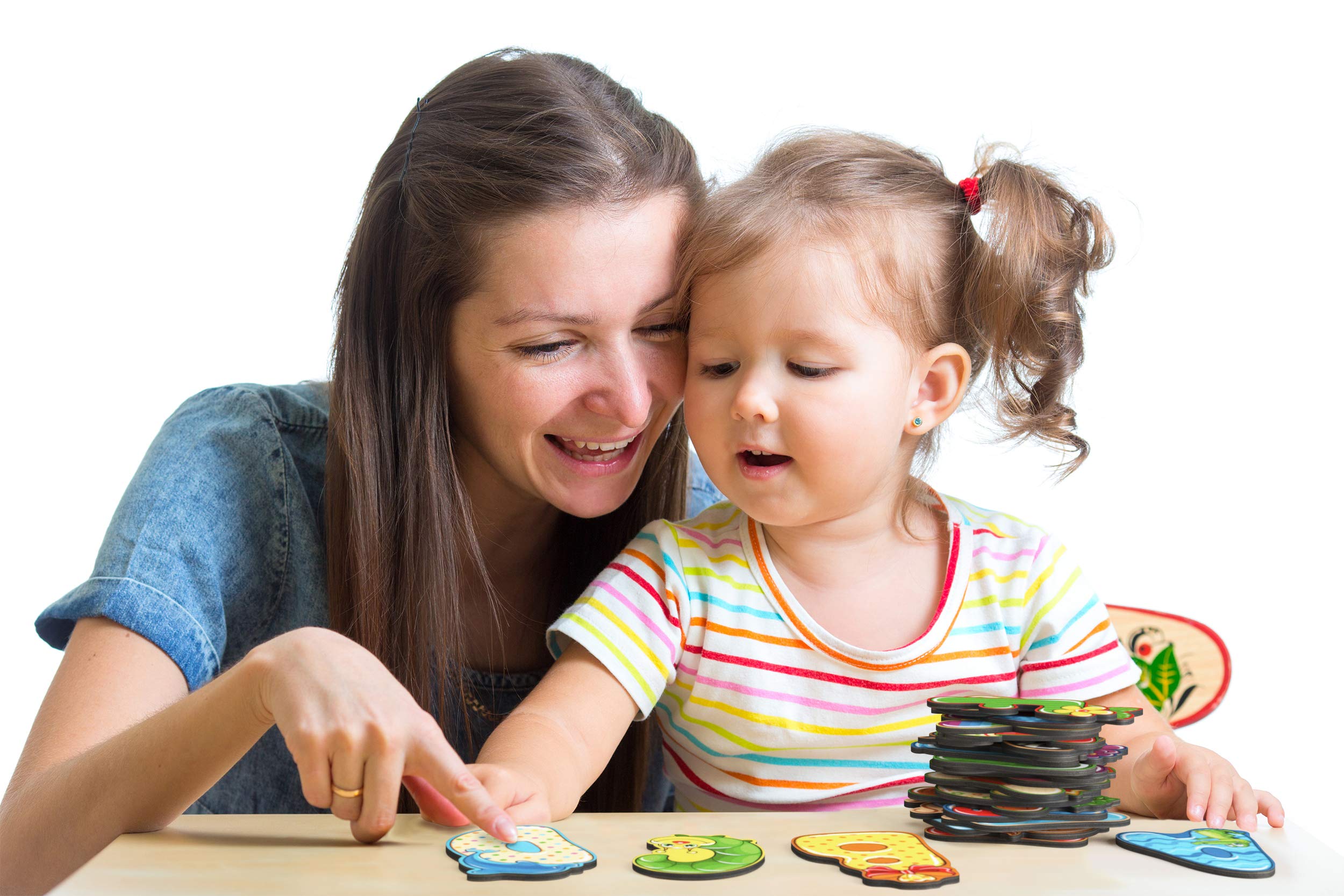 BeeZee Kid Happy ABC Letters - Wood Alphabet with Attachable Magnetic Backs - Fridge ABC Magnets for Kids - 26 Large Wood Letters - Reading Learning Toy for Toddlers and Preschoolers