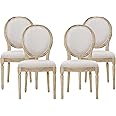 Christopher Knight Home Hilary French Country Fabric Dining Chairs (Set of 4), Beige + Natural
