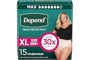 Depend Fresh Protection Adult Incontinence Underwear for Women (Formerly Depend Fit-Flex), Disposable, Maximum, Extra-Large, 