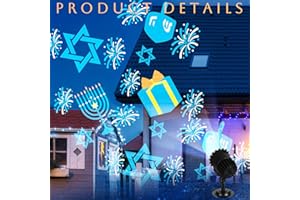 Lingvee Hanukkah Projector Lights Outdoor LED Projector Menorah Dynamic Dreidel Waterproof Outdoor Indoor Hanukkah Star of David Projection Patterns Spotlight for Landscape Garden Yard Patio Party