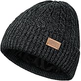 Wmcaps Warm Winter Fleece Lined Beanie, Trendy Knitted Cable Twist Hat, Unisex Snow Thermal Stocking Caps