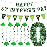 St Patricks Day Decorations, St Patricks Day Accessories for The Home with Banner Garland Hanging Shamrock Swirl for Irish Lu