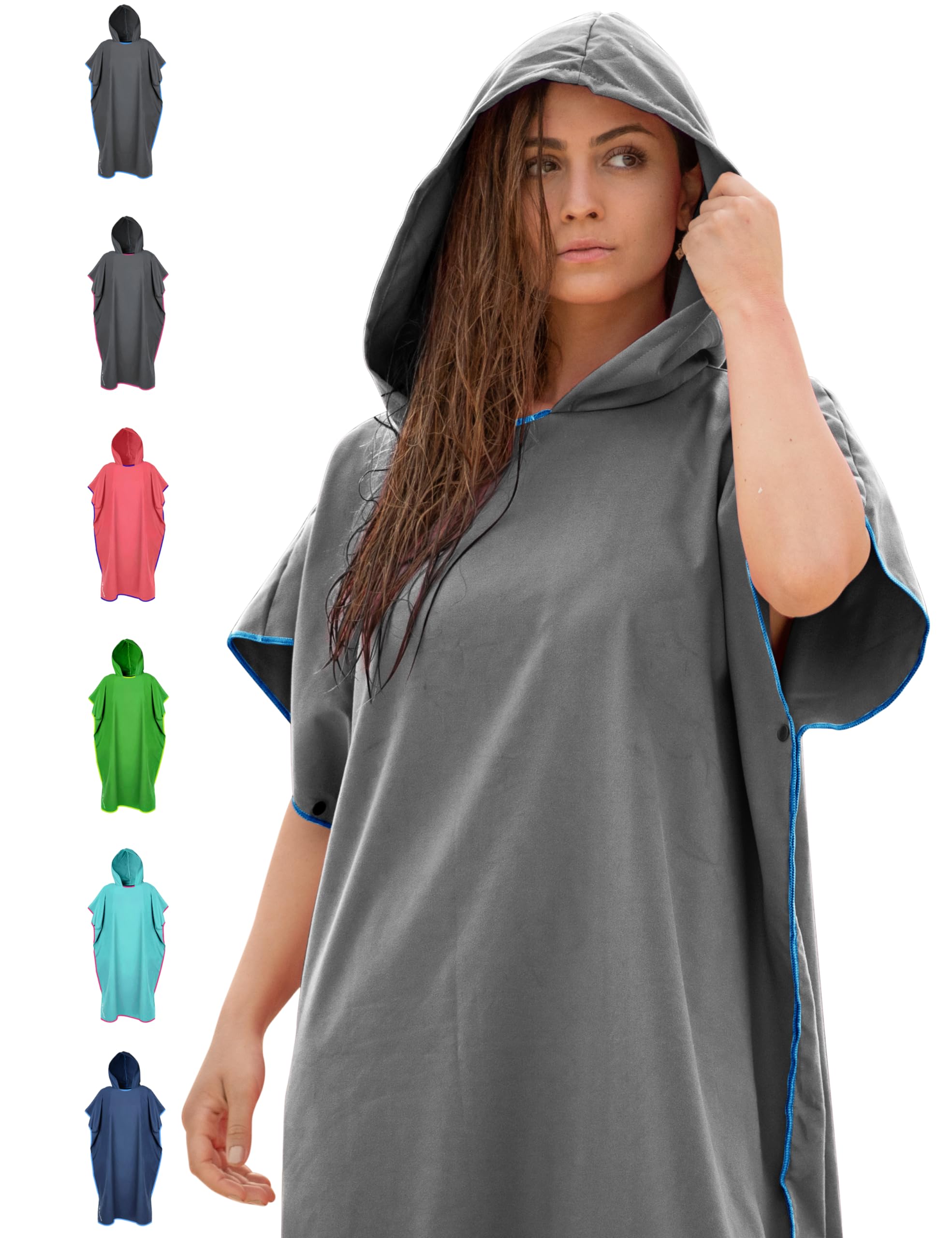 NirvanaShape Towel Poncho for Adults | Change Robe and Beach Towel in One | Quick-Drying Surf Poncho | Ideal on Surfing & Camping Trips + Sauna, Snorkelling & Beach