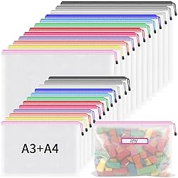 Umriox Mesh Zipper Pouch Bags, A3+A4
