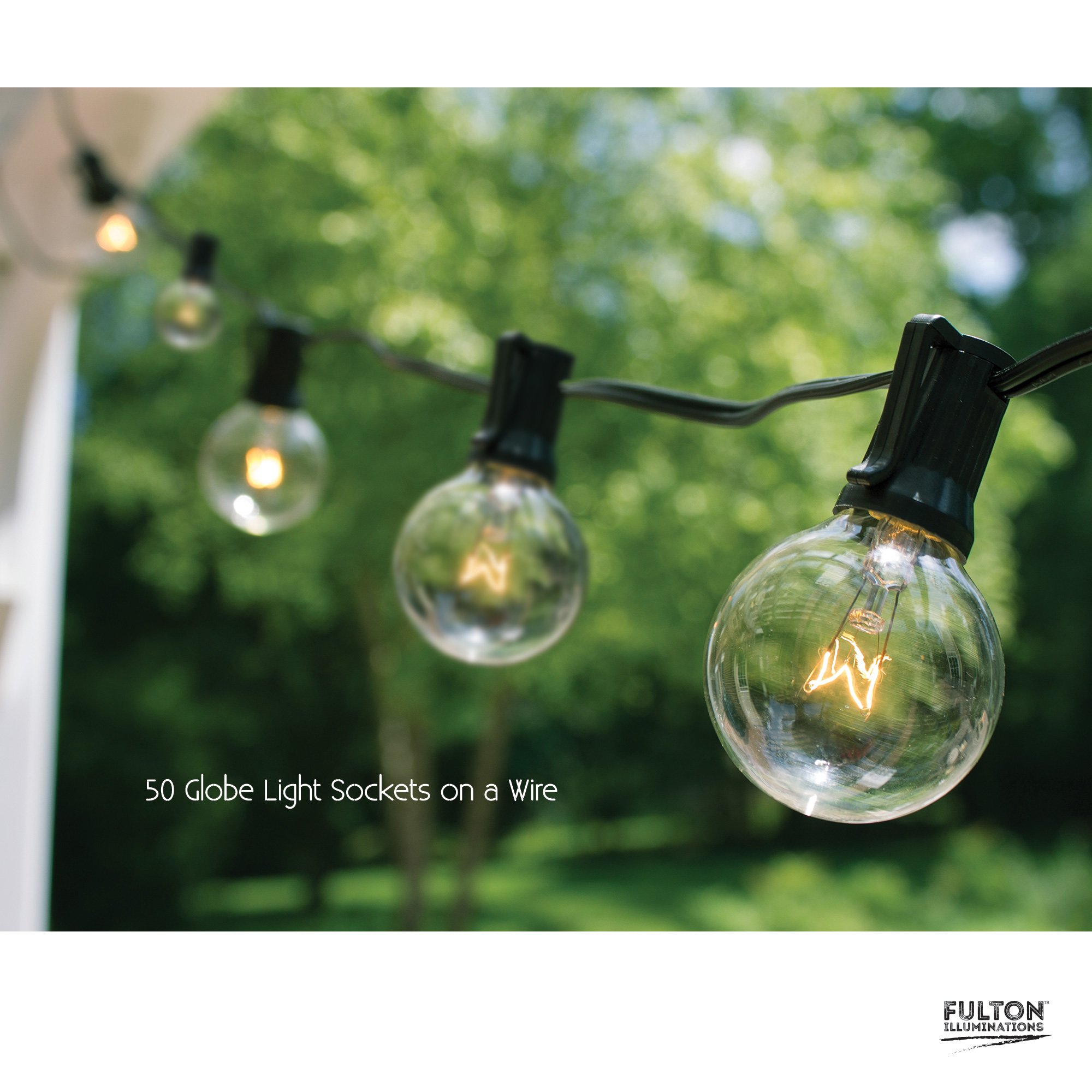 50Ft G40 String Lights with 50 Globe Lights (Plus 10 Extra Bulbs) for