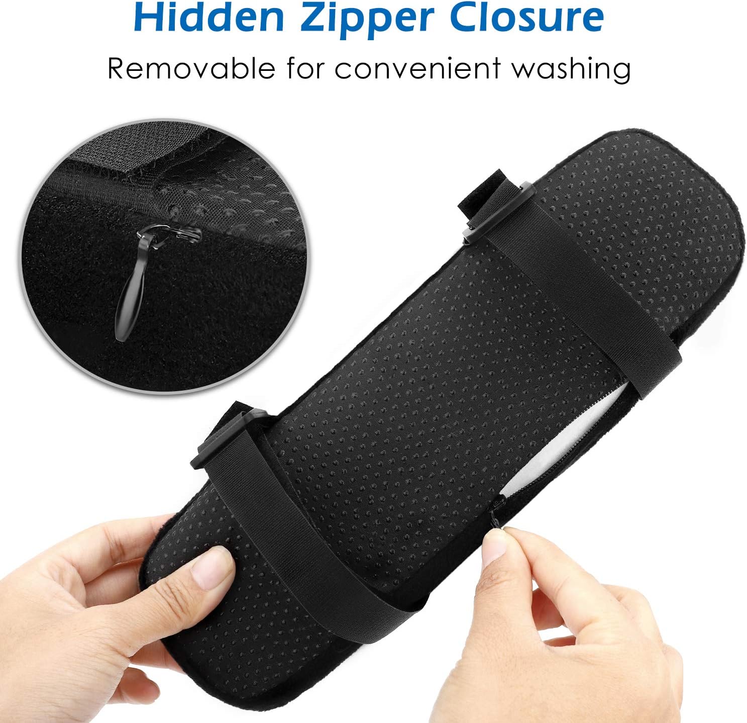 MoKo Office Chair Armrest Pads, Memory Foam Soft Elbow Pillow - Universal Chair Arm Covers for Elbows and Forearms Pressure Relief - Black(2 Pack)