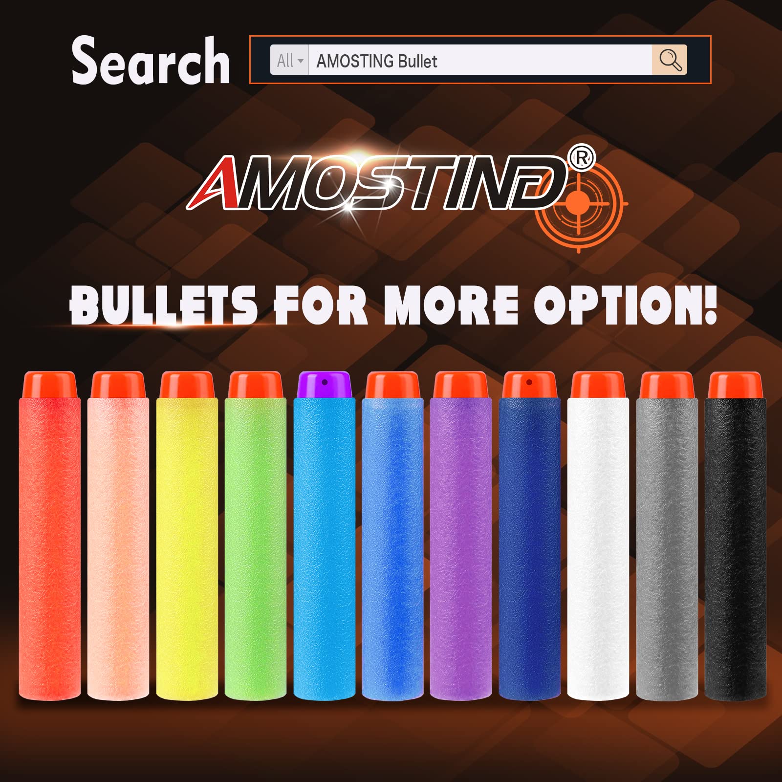 AMOSTING 100PCS Refill Darts for Nerf N Strike Elite 2.0 Series Glow in The Dark Bullets Pack – Compatible with All Elite Blasters White