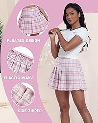 Green Plaid Pleated Skirt for Girl Womens Tennis