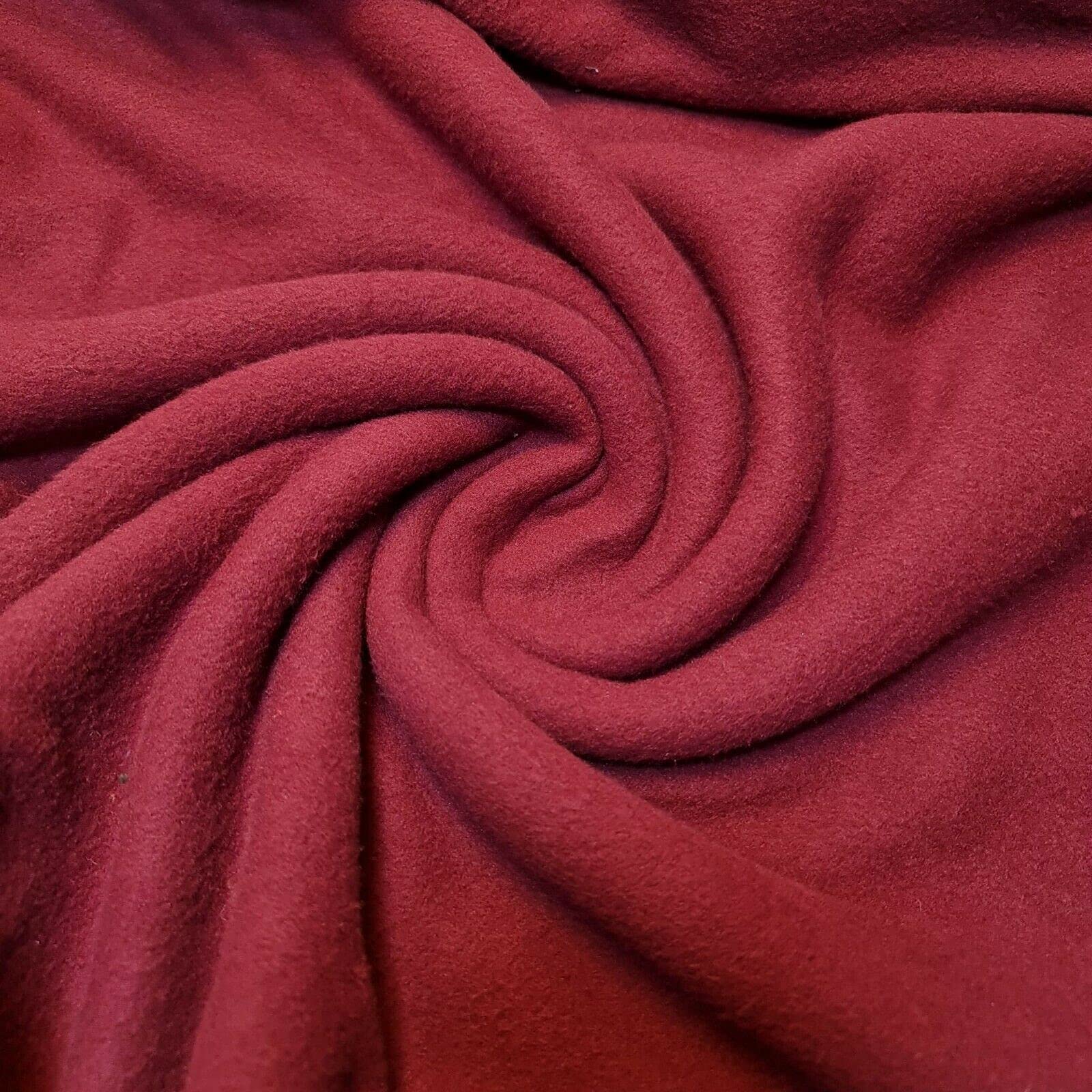Antipil Polar Fleece Fabric Superior Quality Warm Soft Pile Dress Craft Fabric Material 58" - 150 cm Wide Sold As 1 Meter Pre - Cut Lengths (Available in 15 Colours) (Burgundy)