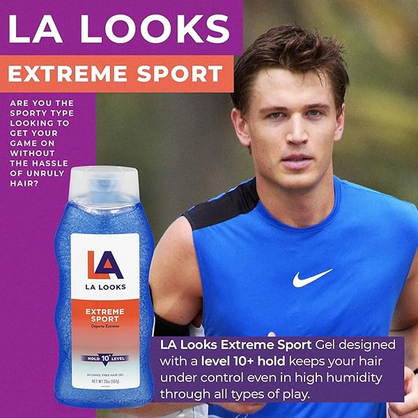 LA LOOKS STYLING HAIR GEL – EXTREME SPORT – 20 OZ – HOLD FOR HIGH PERFORMANCE ACTIVITY