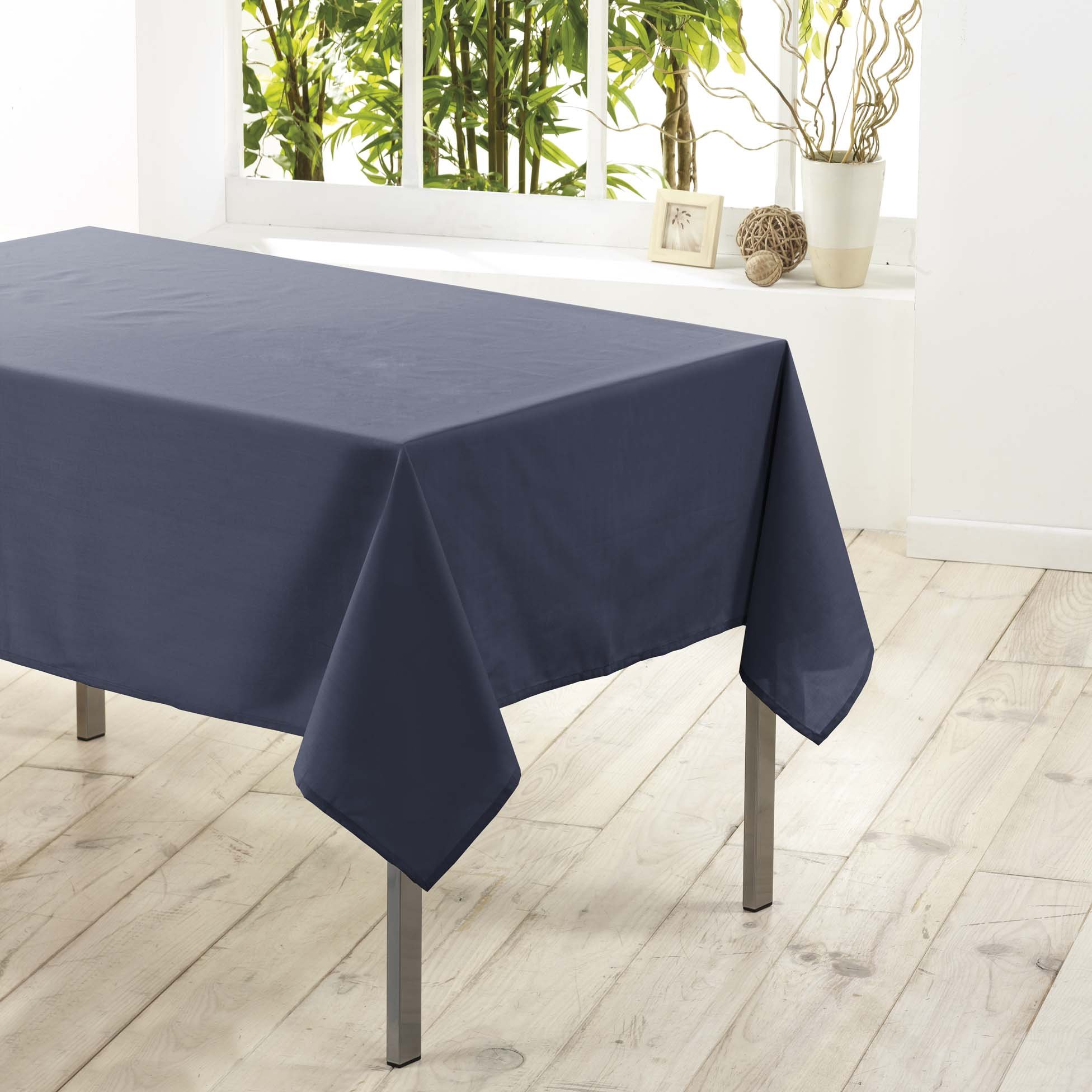 Douceur d 'Intérieur Essentiel Rectangular Tablecloth, Polyester, Grey, 200 x 140 cm