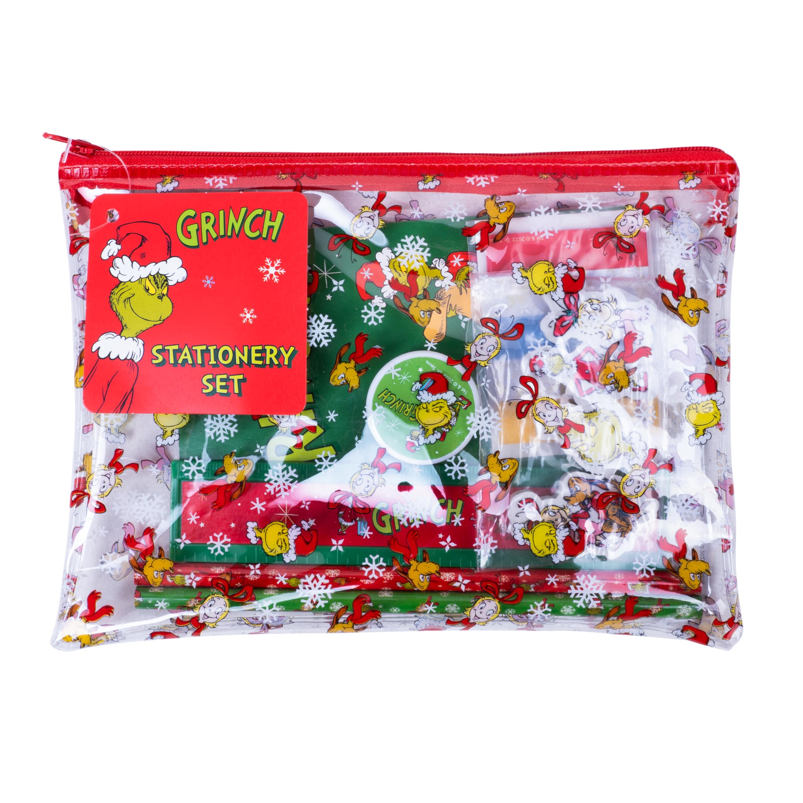 The Grinch Stationery Stationery Set with Pencils, Ruler, Erasers, Sharpener and Pencil Case - Christmas Stationery, Unisex - Pencil Case