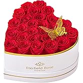 Eterfield 27 Forever Flowers in Heart Shape Box, Preserved Roses That Last a Year Preserved Flowers Birthday Gifts for Her Mom Women Wife Anniversary Valentines Day Mothers Day Christmas, Red
