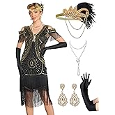 RRYIO Great Gatsby Dresses for Women,Flapper Dresses 1920s Dresses for Women Roaring 20s Costumes With 20s Accessories