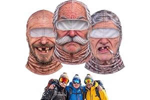 Old Man Ski Mask Funny Realistic Face - Ski Mask 3D Print Windproof | With Neck Coverage, Fits Under Ski Helmets and Goggles