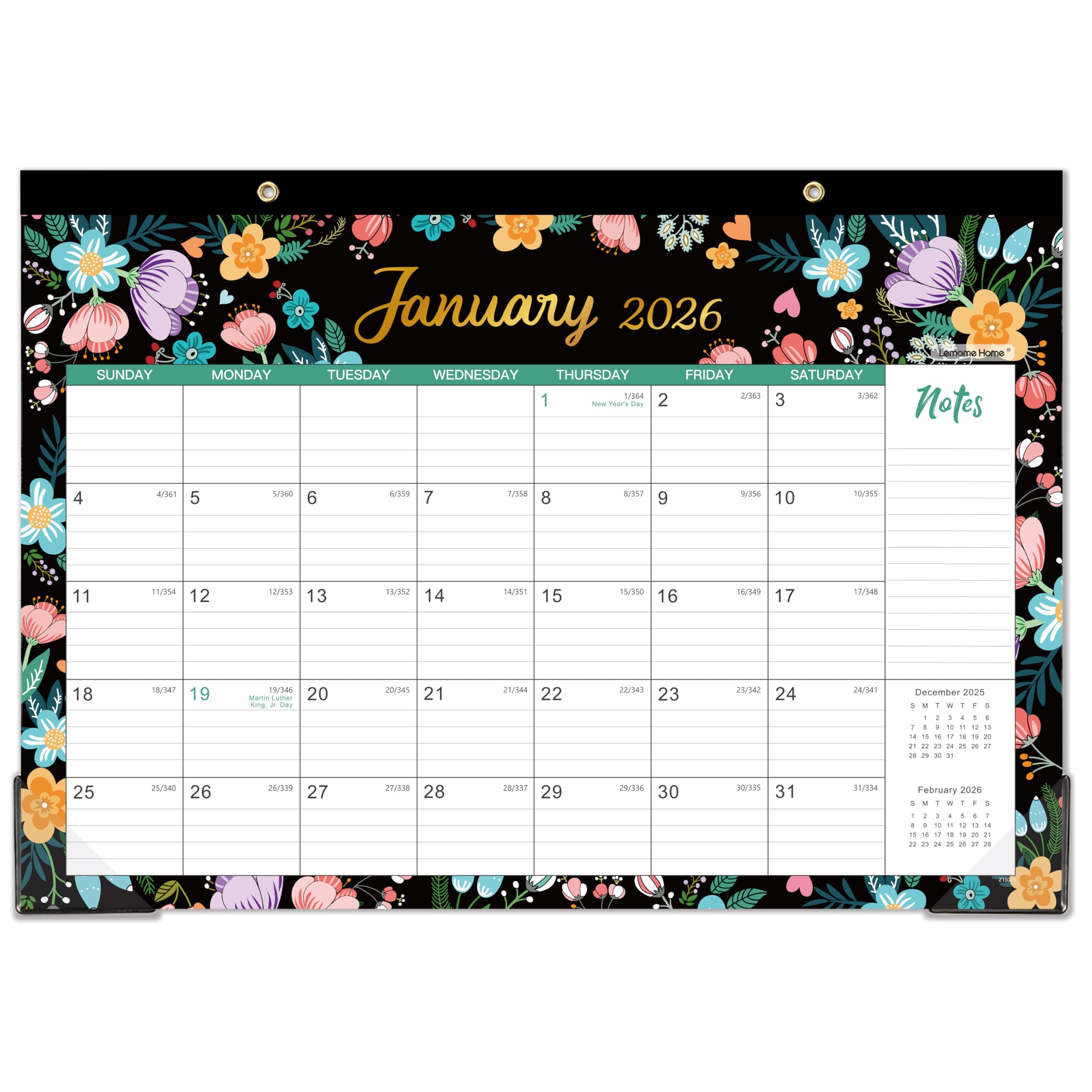 Photo 1 of 2026 Desk Calendar - Calendar 2026, 12 Monthly Desk/Wall Calendar, Jan. 2026 - Dec. 2026, 16.8" x 12", Desk Calendar with Thick Paper - Floral
