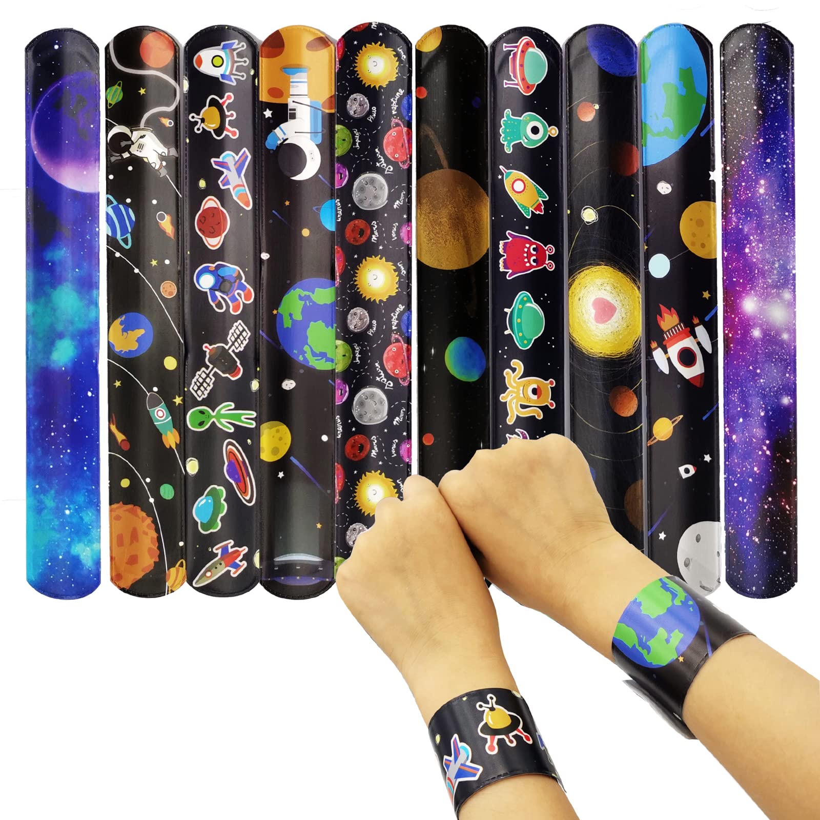 Space Planet Slap Bracelets Wristband Slap Bands for Kids Party Bag Fillers,20Pcs Space Planet Bracelet Snap Bands Bulk for Kids Boys Girls Birthday Party Bags Supplies Favors Classroom Prizes Gifts