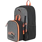 PUMA Unisex Kid's Colony Lunch Kit & Backpack Combo, Heather Grey/Heat Fire, Medium