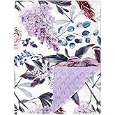 HNHUAMING Purple Baby Blankets, Floral Minky Toddler Blanket for Boys Girls, Dotted Backing, Double Layer, Crib Receiving Blanket, for Nursery/Stroller/Toddler Bed/Carseat, 30 x 40 Inch