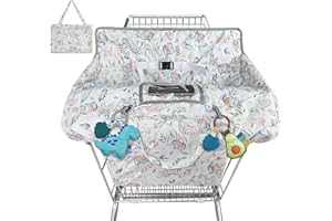 WRUZBXCN Shopping Cart Cover for Baby High Chair Cover Grocery Cart Cover for Baby Girl/Boy Toddler Cute Baby Elephant Portable Shopping Cart Cover with Safety Harness