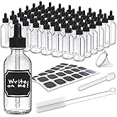 Nevlers Clear Glass Dropper Bottle 2oz 48 PK | Eye Dropper Bottle Set with Droppers for Oils, Funnel & More | Leakproof Oil Bottles for Hair | 60 mL Small Glass Bottles with Eye Droppers for Medicine
