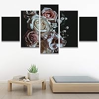 SIGNWIN 5 Panel Canvas Wall Art Pink Arrangement for Home Decorations Ready to Hang - 60