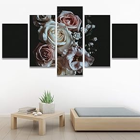 SIGNWIN 5 Panel Canvas Wall Art Pink Arrangement...