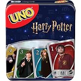 Mattel Games UNO Harry Potter Card Game with Storage Tin, Ages 7+ | Movie-Themed Deck &amp; Special Sorting Hat Rule for Kids, Teens &amp; Family Game Night for 2-10 Players