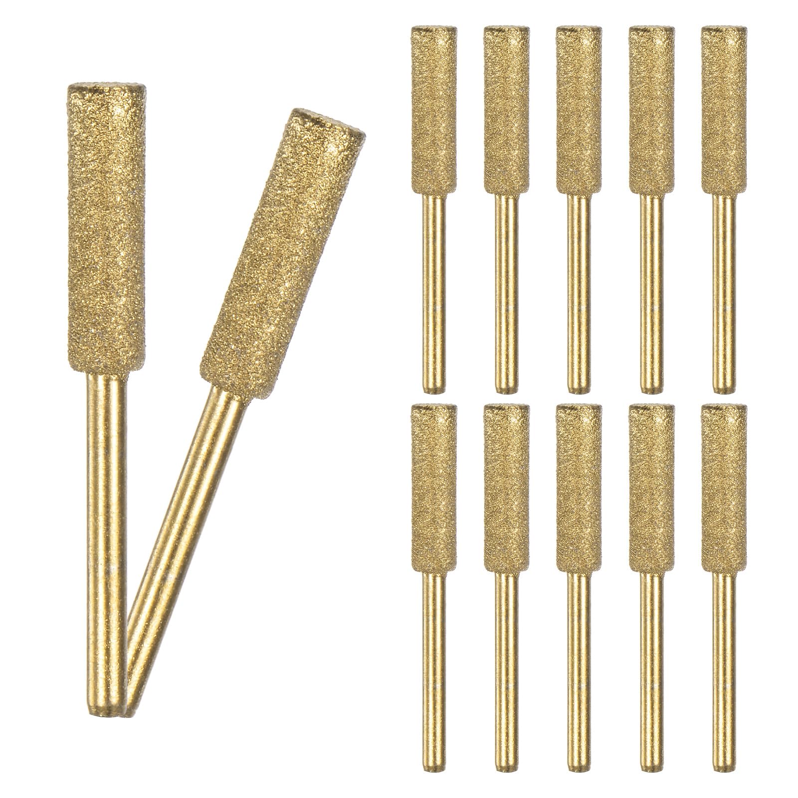 M METERXITY 12-Pack 7/32 Inch Titanium Plated Diamond Chainsaw Sharpener, High Hardness Grinding Stone Chainsaw Sharpening Kit for Electric Chainsaw Sharpener/Stone Carvings [3mm Gold]