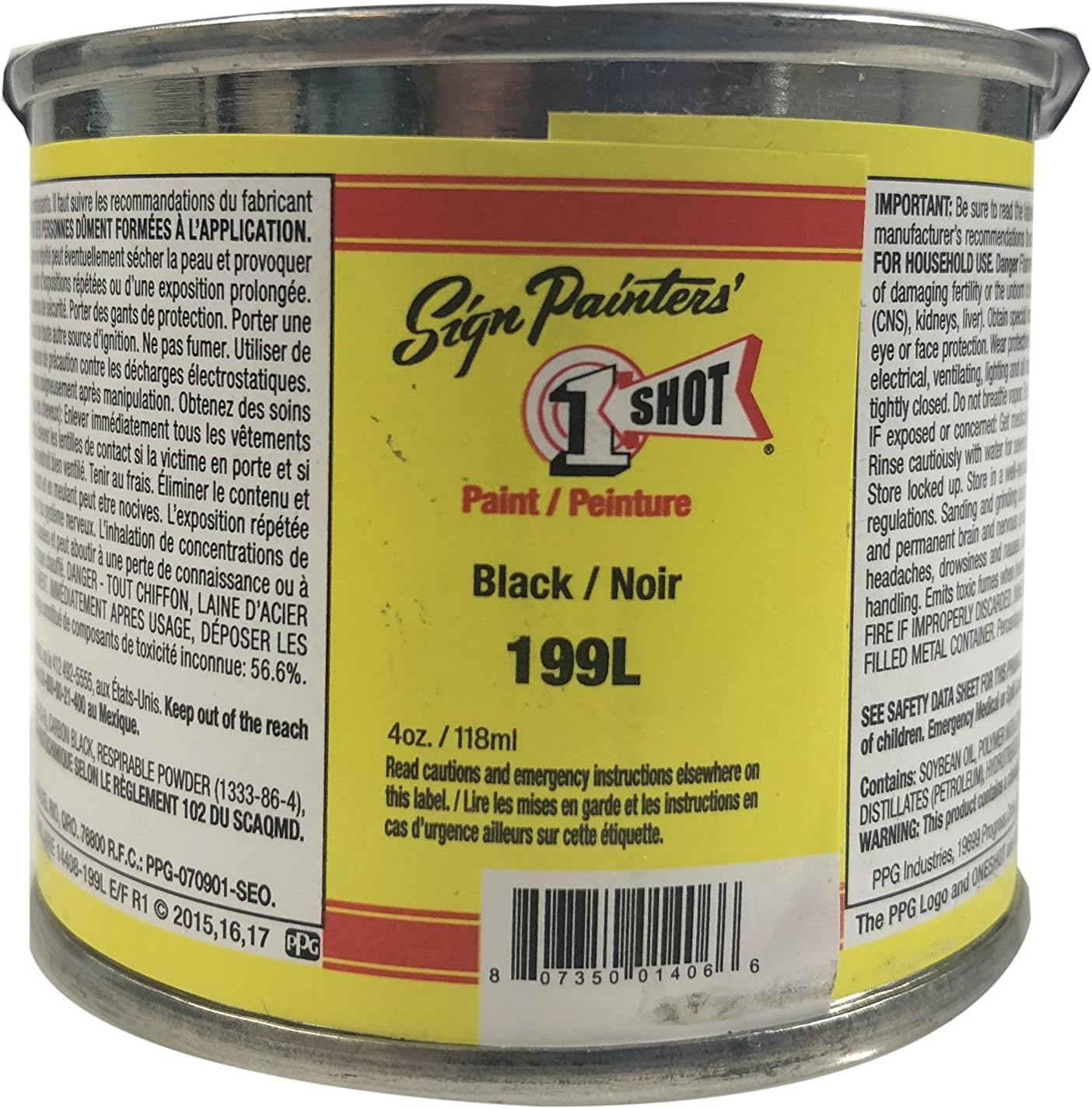 One Shot : Signwriting Enamel : 1/4 pint (US) 118ml : Lettering Black