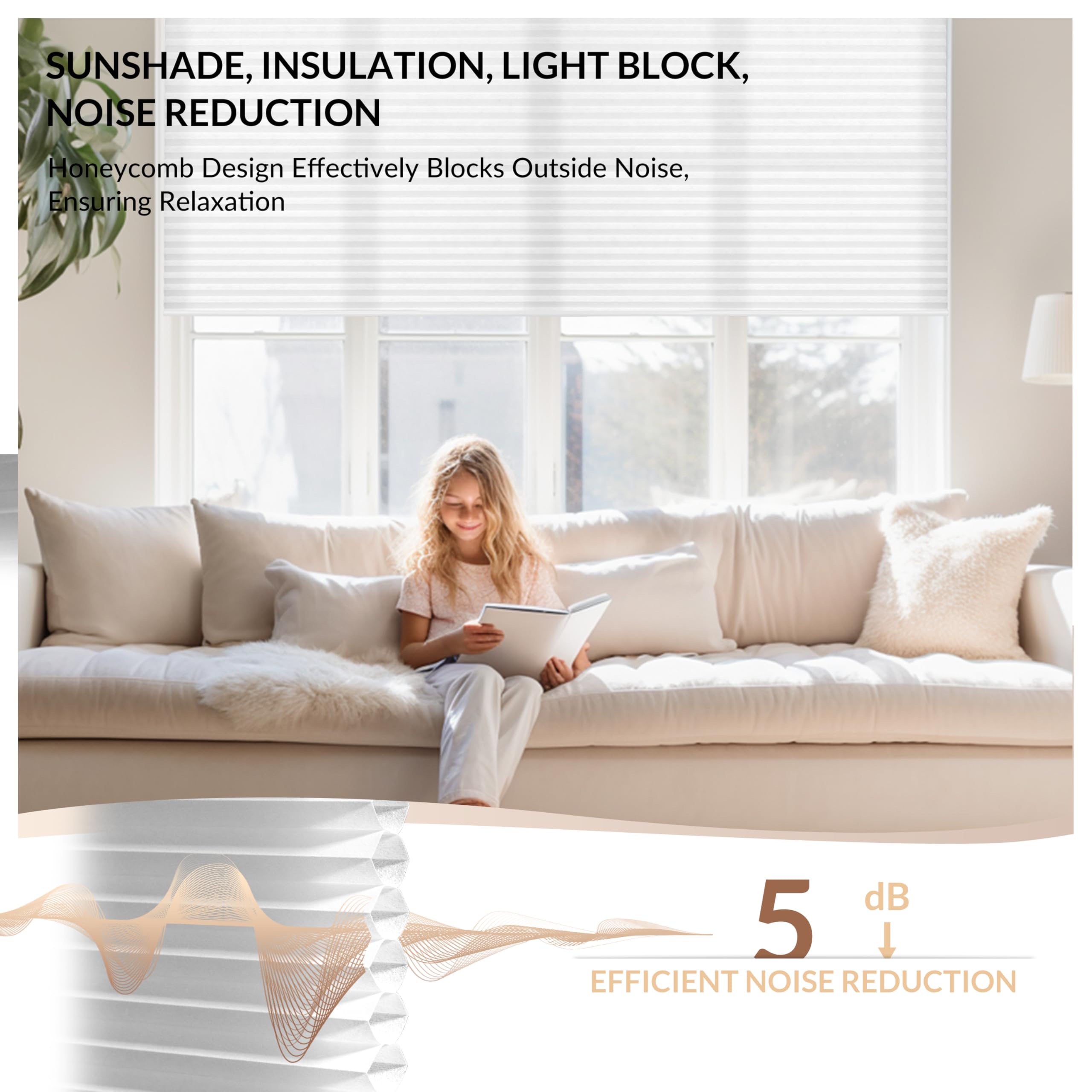 Boolegon Light Filtering Cellular Shades Cordless