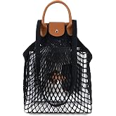 Hibala Woven Bag for Women, Fishing net bag,Straw Mesh Tote Bag, Beach,Hobo Bag, Foldable Large Capacity