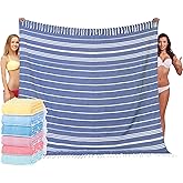 Widdonen Giant Turkish Beach Towel Blanket 85x75 Cotton XXL Extra Large Oversided Bath Pool Blankets XL Huge Bed Sand Free Throw Towels Picnic Outdoor Big Quilt Necessities Cloud Gifts for Adult Blue