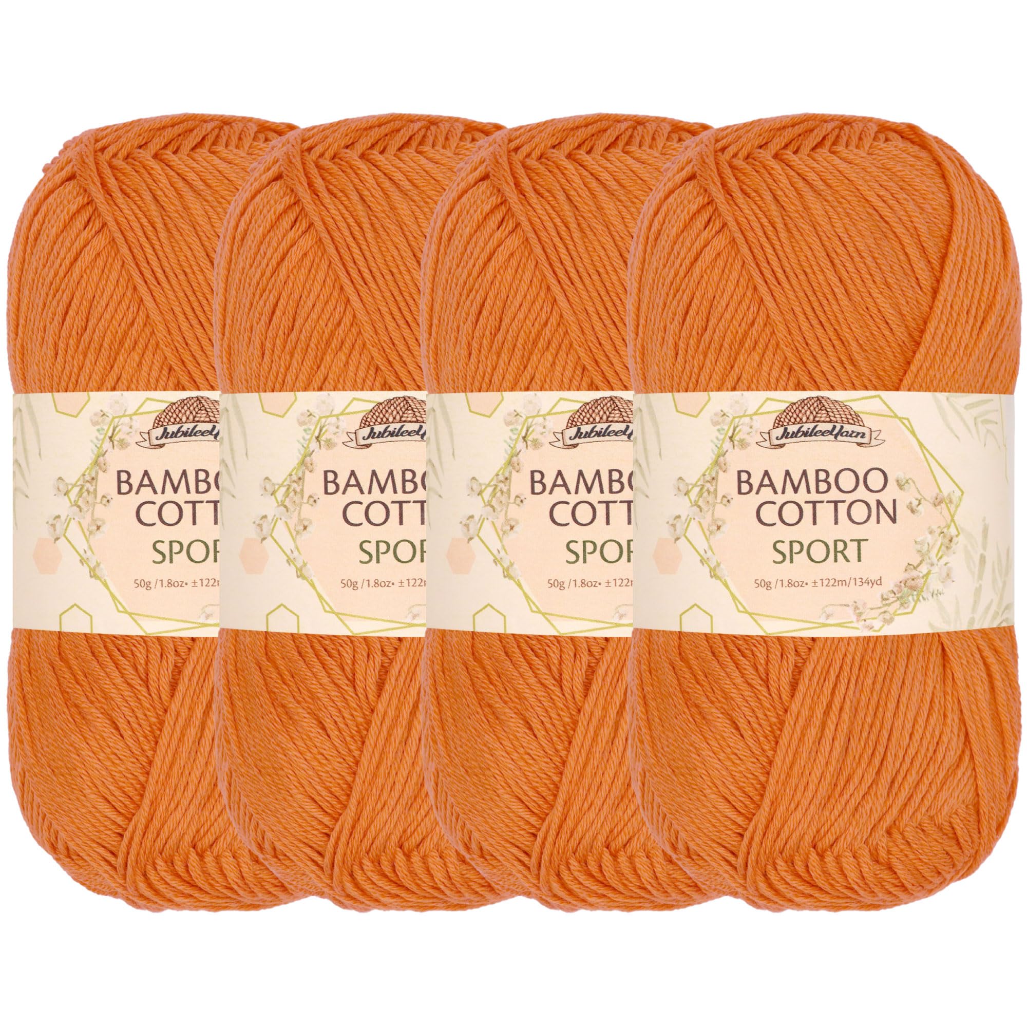 JubileeYarn Bamboo Cotton Sport 4 Ply Yarn - 50g/Skein - Blood Orange - 4 Skeins
