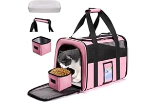 Cajmols Large Pet Carrier Soft Cat Carrier Collapsible Small Dog Carrier Pet Travel Carrier for Medium Cat 2 Small Cats Dogs Under 18 lbs Pink