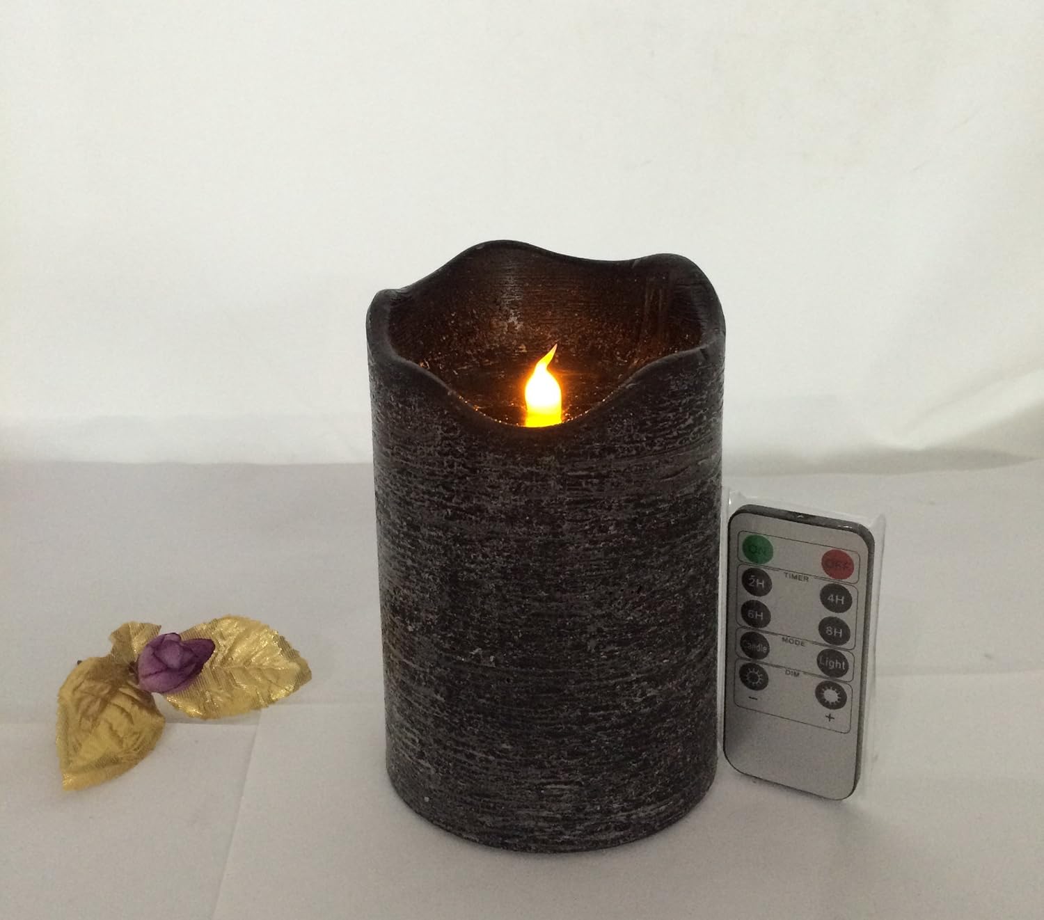 Black Led Candles with Remote and Timer, Large Real Wax Pillar Candles