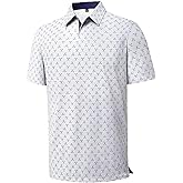 Alimens & Gentle Mens Polo Shirts Short Sleeve Printed Golf Shirt Moisture Wicking Dry Fit Collared Business Casual Tennis