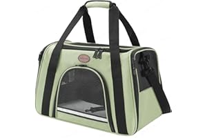ROSEBB Cat Carrier Dog Carrier Pet Carriers for Medium Small Cats Dogs Puppies up to 15 Lbs,TSA Airline Approved Small Dog Cat Carriers Soft Sided,Collapsible Travel Puppy Carrier (Green, Large)