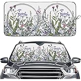 Vintage Colorful Herbs Windshield Sun shade, Front Window Sun Shade for Car SUV Truck-63'' X 30'', Foldable UV Ray Reflector Visor Shield Cover