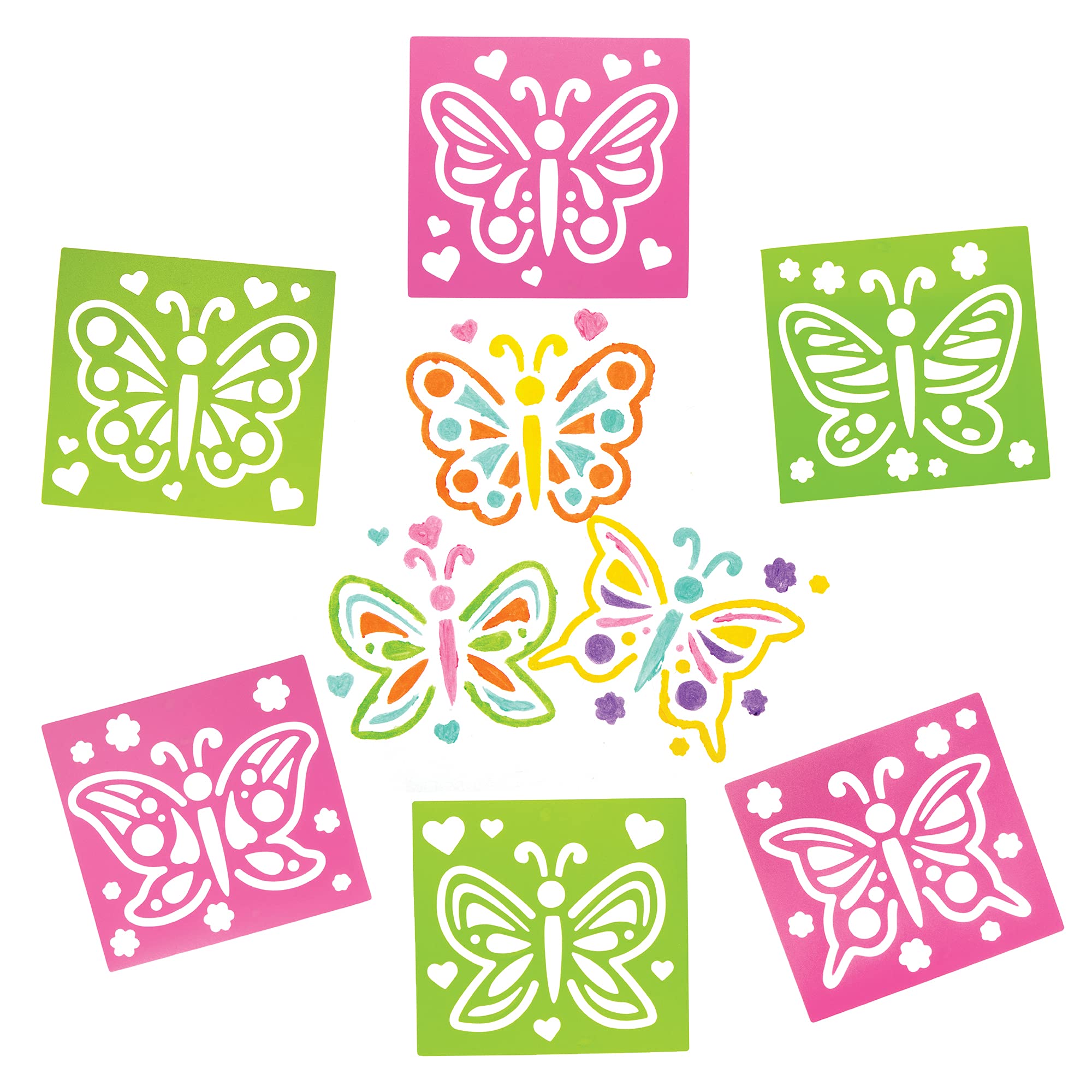 Baker Ross FE151 Butterfly Stencils - Pack of 8, Plastic Stencils for Children, Art Set for Kids to Create and Design Themed Books, Cards and Pictures — image 1