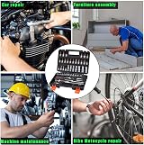 YUFANYA 53-Piece 1/4 Inch Socket Set 72-Tooth Quick Release Ratchet CRV S2 Bits view 6